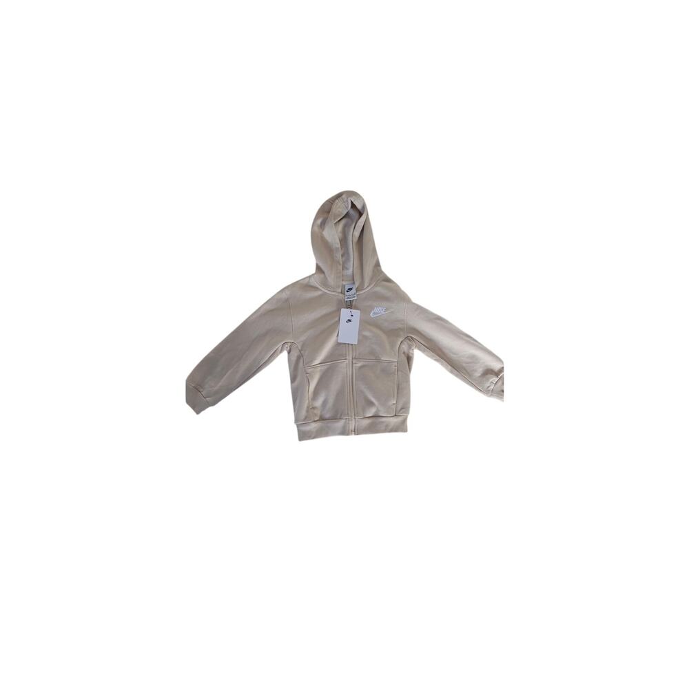 Nike Kids Zip Up Hoodie Beige Small 4-5 Youth Sweatshirt NWT